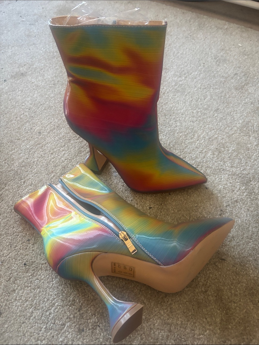Fashion nova Rainbow Iridescent Pointed Toe Mid-Calf Boots - Women's